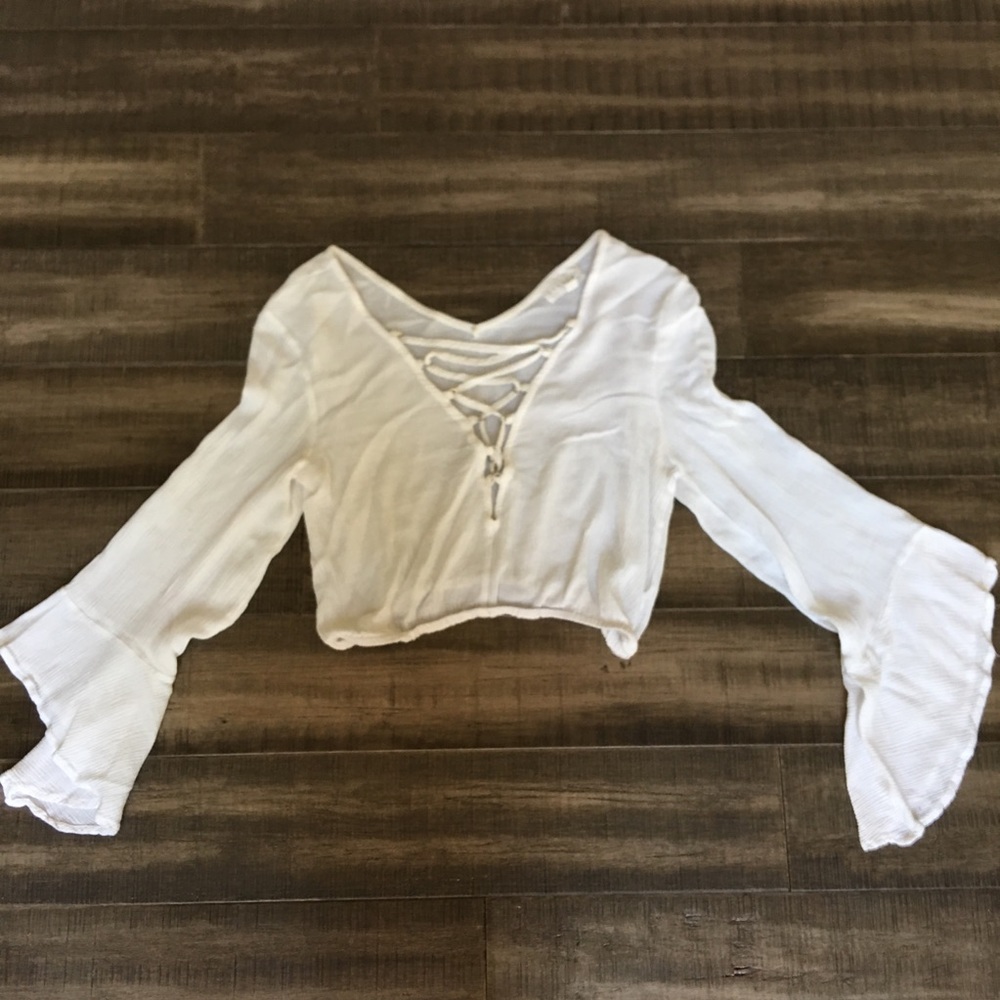 Crop lace up shirt